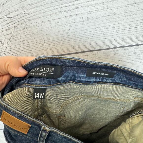 EUC Judy Blue Plus Size Dark Wash Distressed Relaxed Fit Jeans Size 14W - Picture 9 of 9